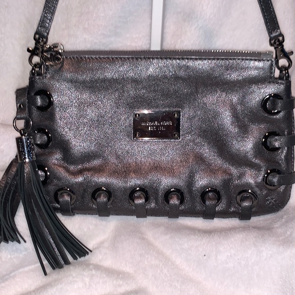 Michael Kores  Astor Tassel charcoal gray with a shimmer bag . - Picture 1 of 12